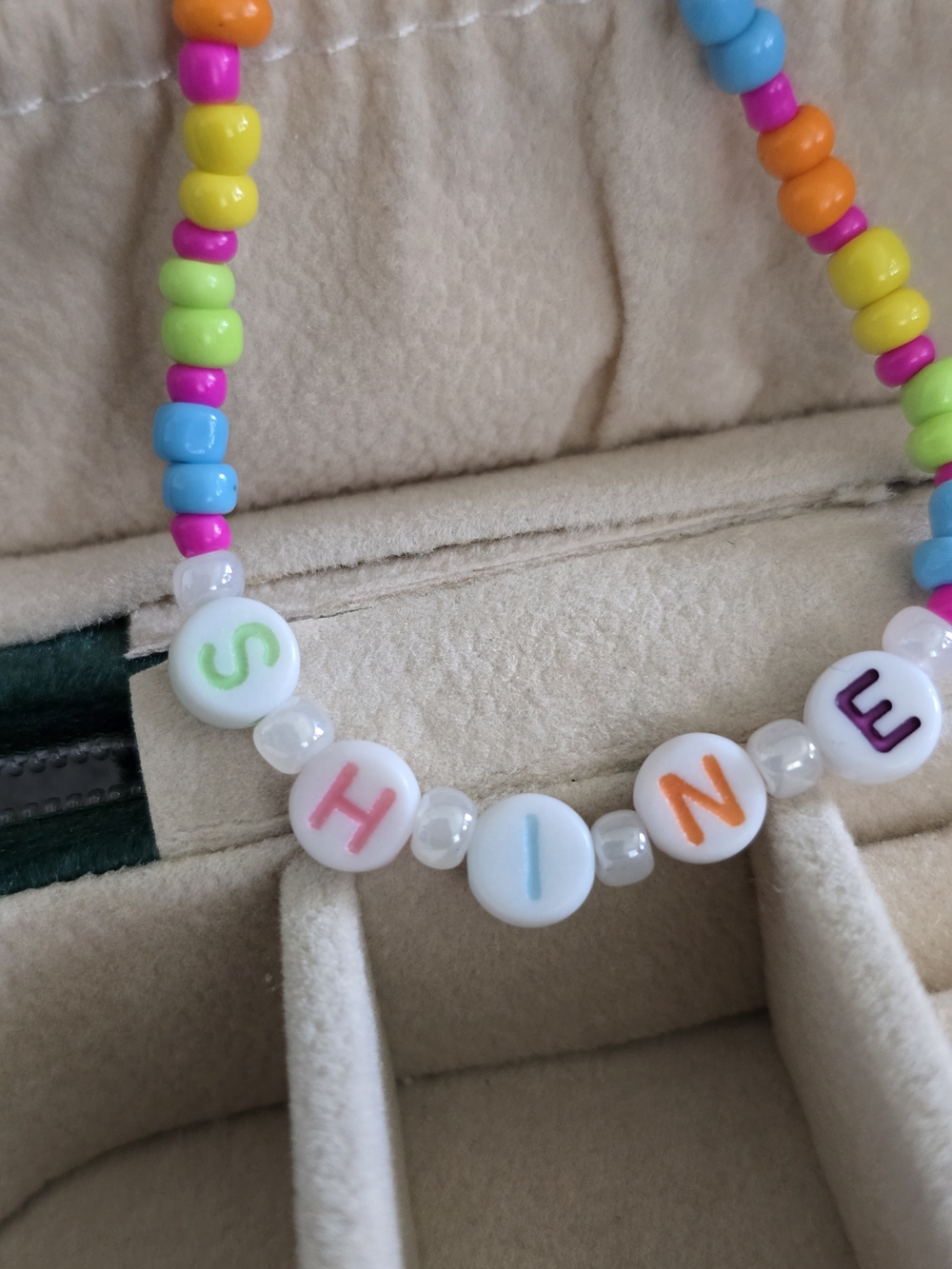 ​Neon Rainbow "SHINE" Beaded Word Bracelet NWT - Handmade Jewelry - Picture 3 of 5